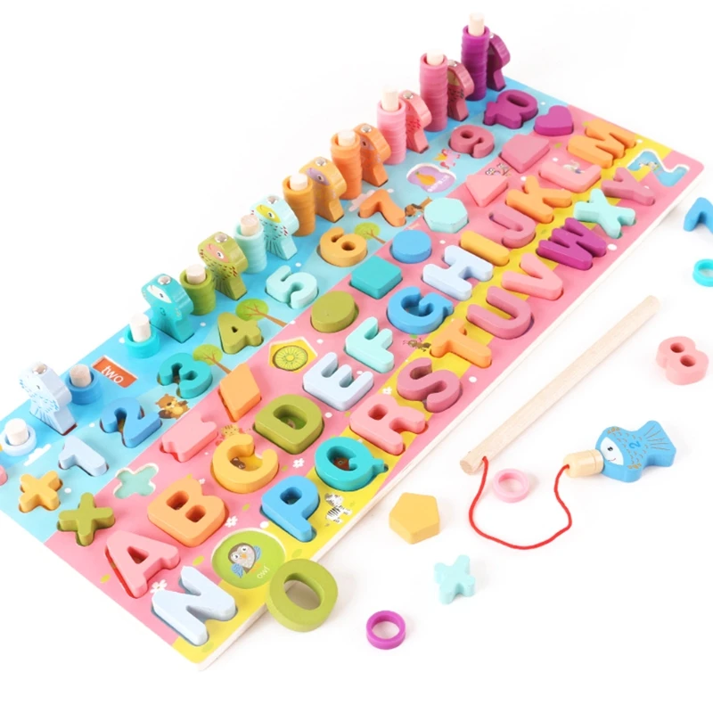 

Montessori Wooden Toys Early Childhood Education Digital Building Block Busy Board Math Fishing Puzzle Preschool Educational Toy