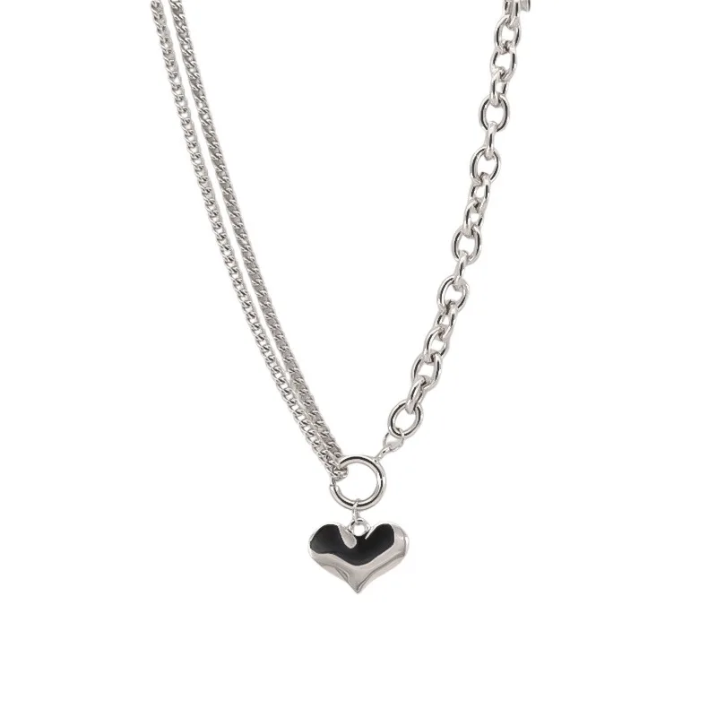 

New Simple Style Hot Sale Glossy Love Necklace Fashion Wild Retro Necklace Female Clavicle Pendant Women Heart Exquisite Jewelry