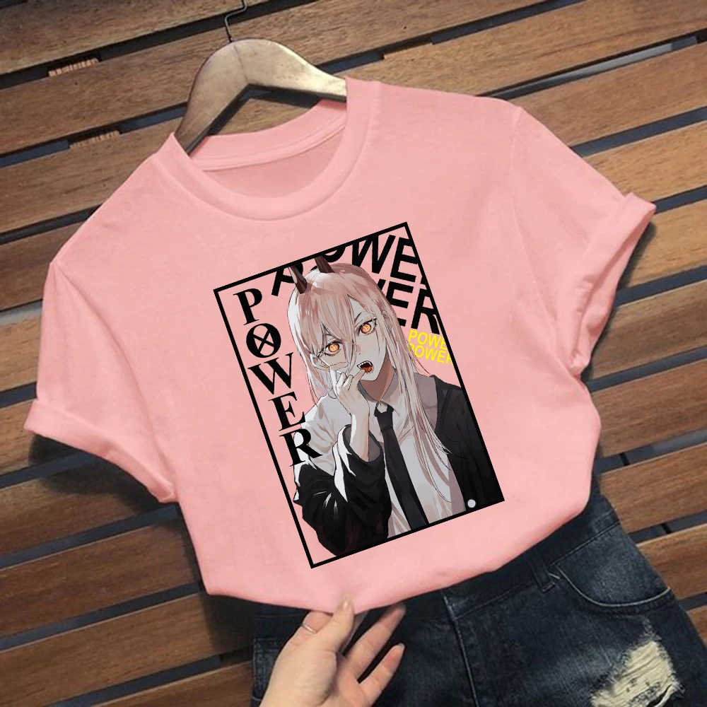 

New Fashion Tees Anime Chainsaw Man Summer T-Shirt for Woman
