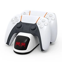 new dual charger for ps5 wireless controller dual game controller charging dock with led indicator white
