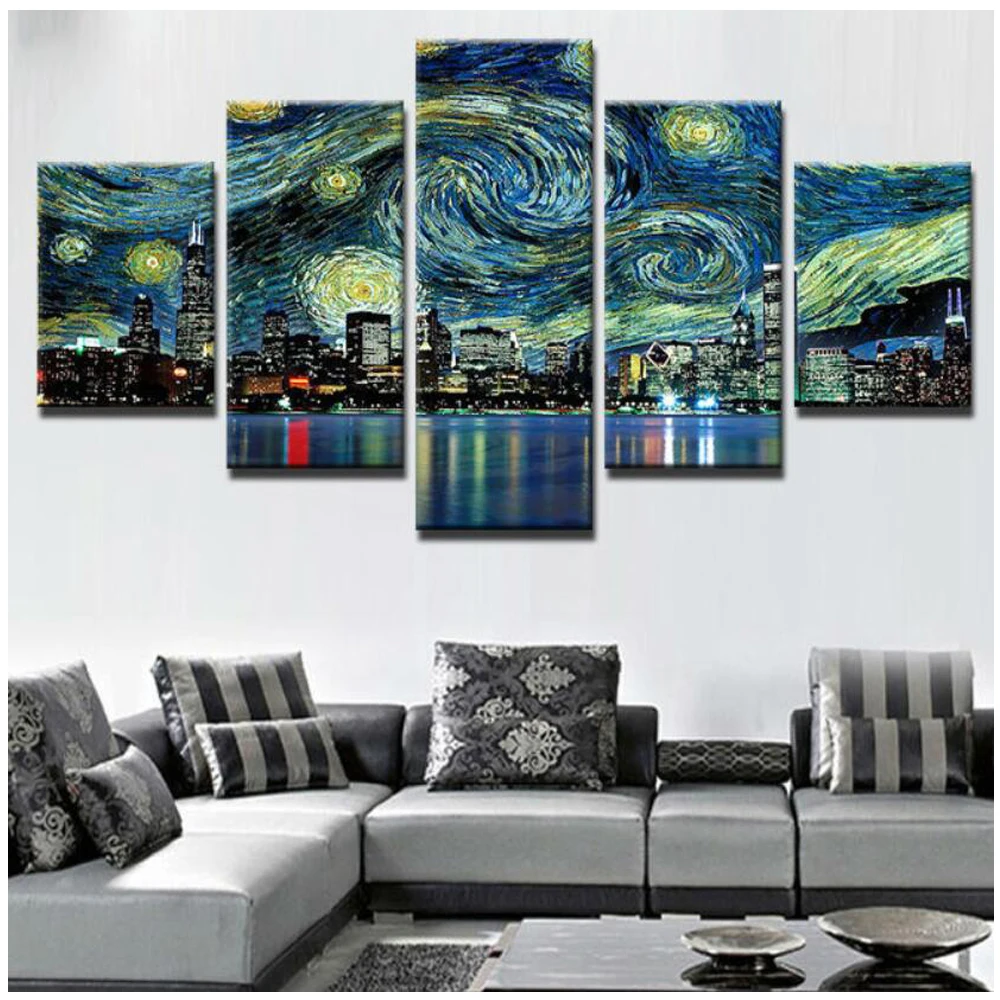 

5 pcs diamond painting Night sky wall Pictures Diamond mosaic full square drills Cross Stitch Diamond Embroidery 3d A2043
