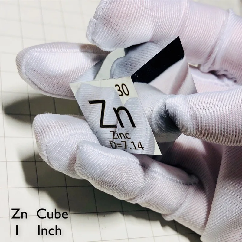 

Mirror polished Zinc Zn Cube 1 inch Periodic Table Format High Purity 99.995%