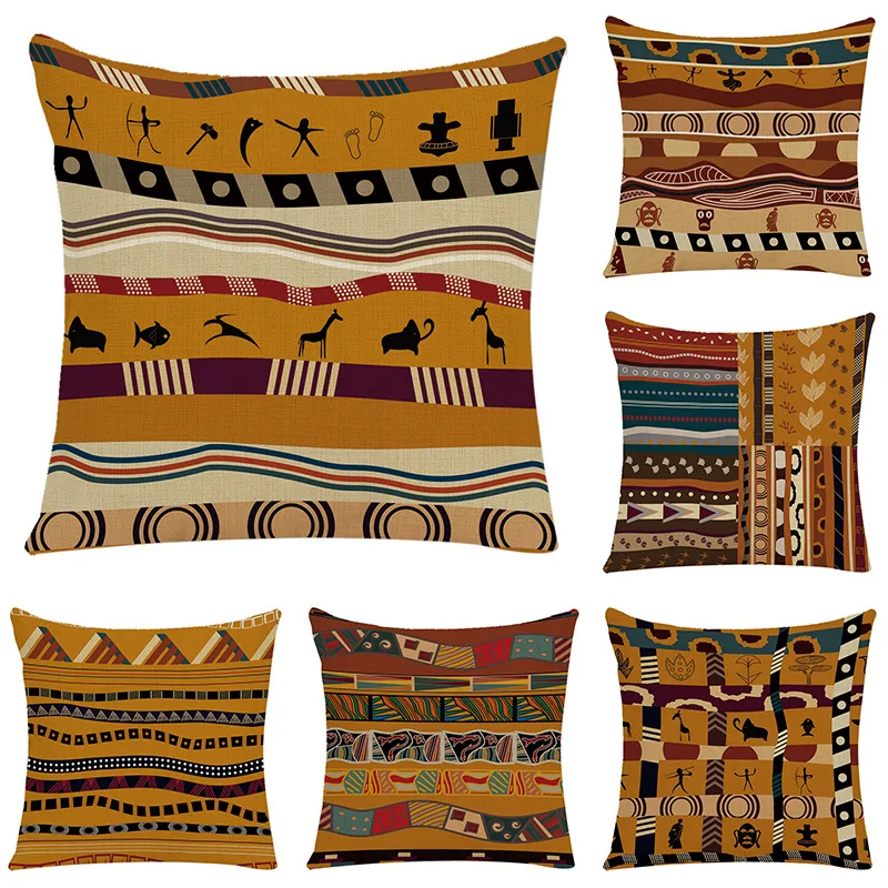 

African Pattern Ethnic Style Pillowcase Household Goods Sofa Car Seat Cushion Cover 45x45cm
