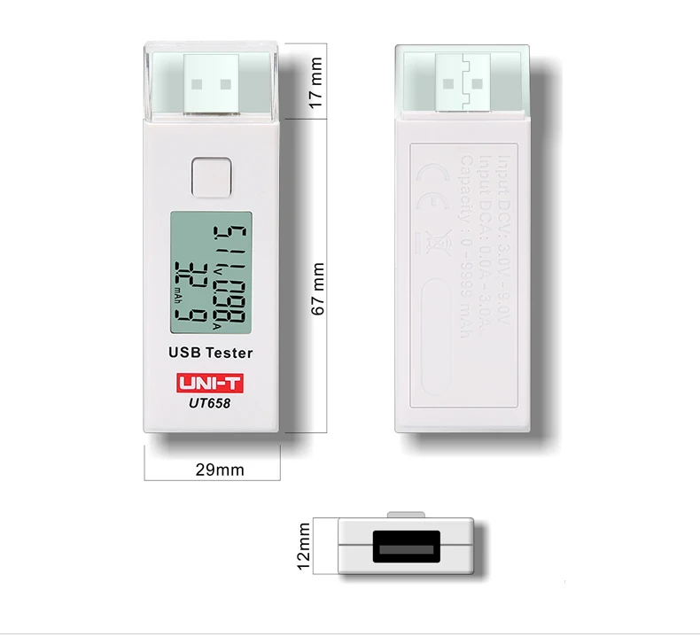 UNI-T UT658B USB тестер телефон компьютер зарядка Напряжение Ток энергии монитор ЖК-подсветка