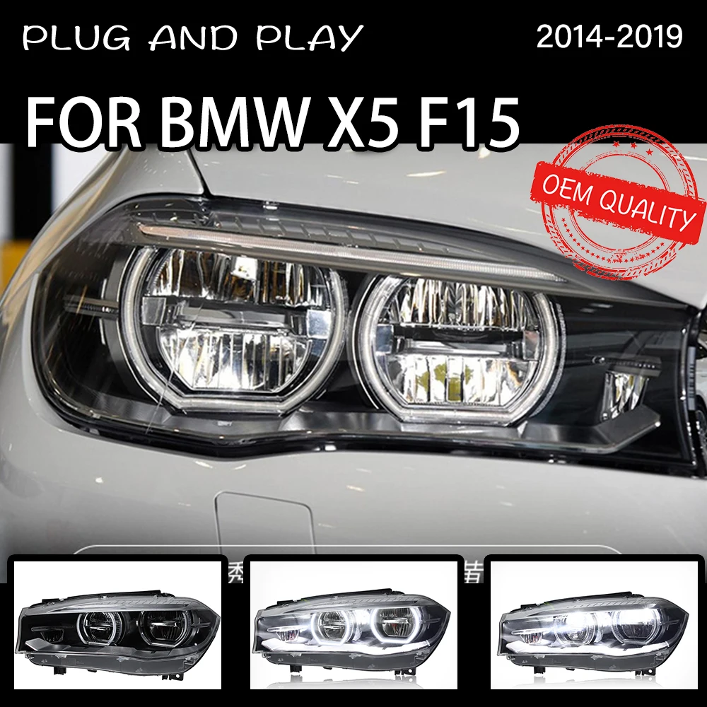 

AKD автостайлинг фары для X5 F15 фары 2014-2018 X6 ангельские глазки фары светодиодный ные ДХО сигнальная лампа Hid автомобильные аксессуары