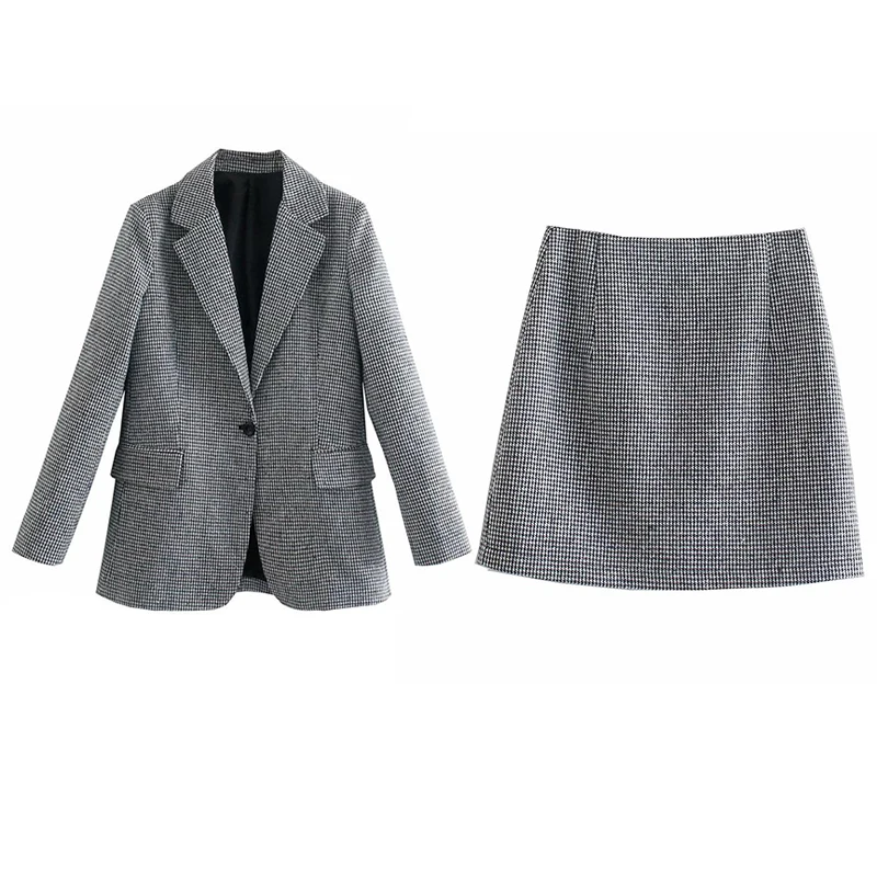 Женский Повседневный костюм блейзер Za облегающий офисный с юбкой осень