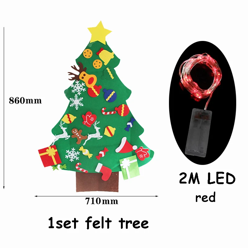 Christmas Tree 15 1 Набор 3D войлочная Рождественская елка с 2 м светодиодный светильник Рождественский подарок на год Navidad Natal для детей рождественские украшения для дома - Цвет: Christmas Tree 15