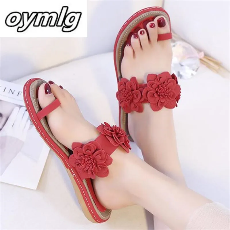 2020 женские шлепанцы Туфли на плоской подошве Тапочки с цветочным узором