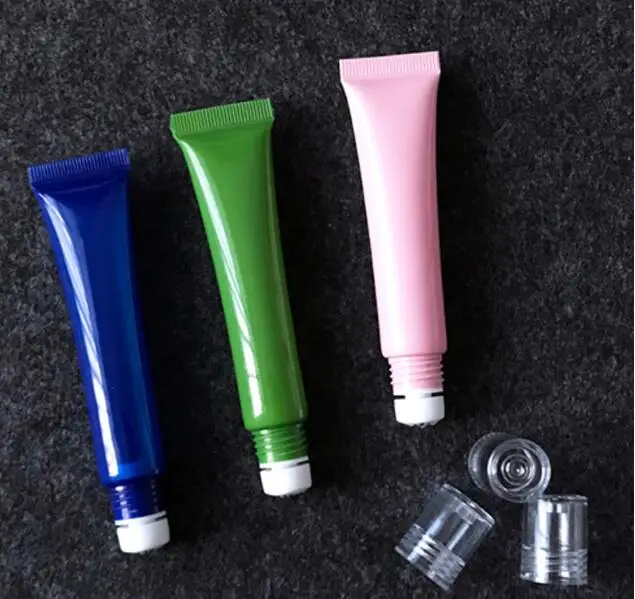 10 шт./лот 20 г пустая пластиковая Косметическая Мягкая трубка с 3 шариками роликами