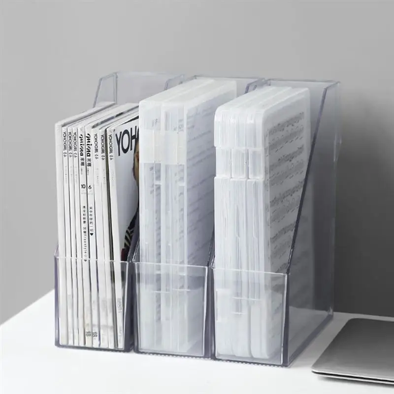 

1 Set 2Pcs Transparent File Storage Racks Simple Office Document Book Shelves