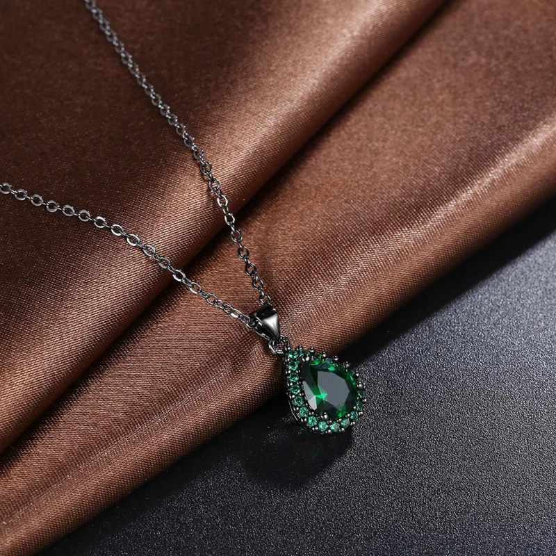 Винтаж черный кулон ожерелье для Для женщин 2019 черное оружие с покрытием зеленый