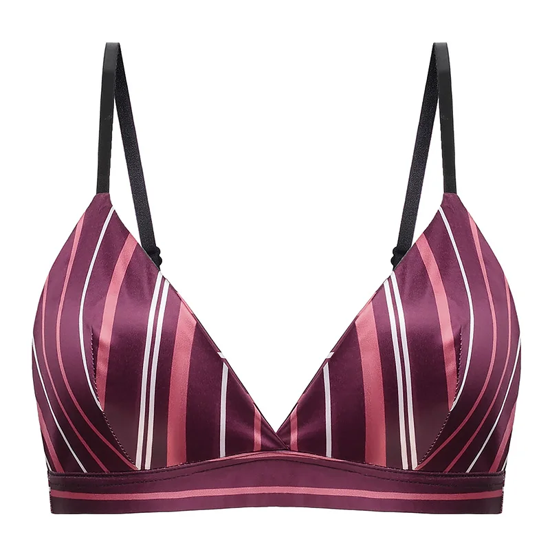 TERMEZY женские атласные бюстгальтеры треугольная чашка полосатый бюстгальтер