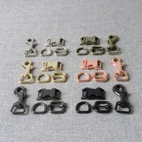 100 sets 15mm metal side release buckle spring hook D ring straps slider Lobster clasp for dog collar leash harness accessories