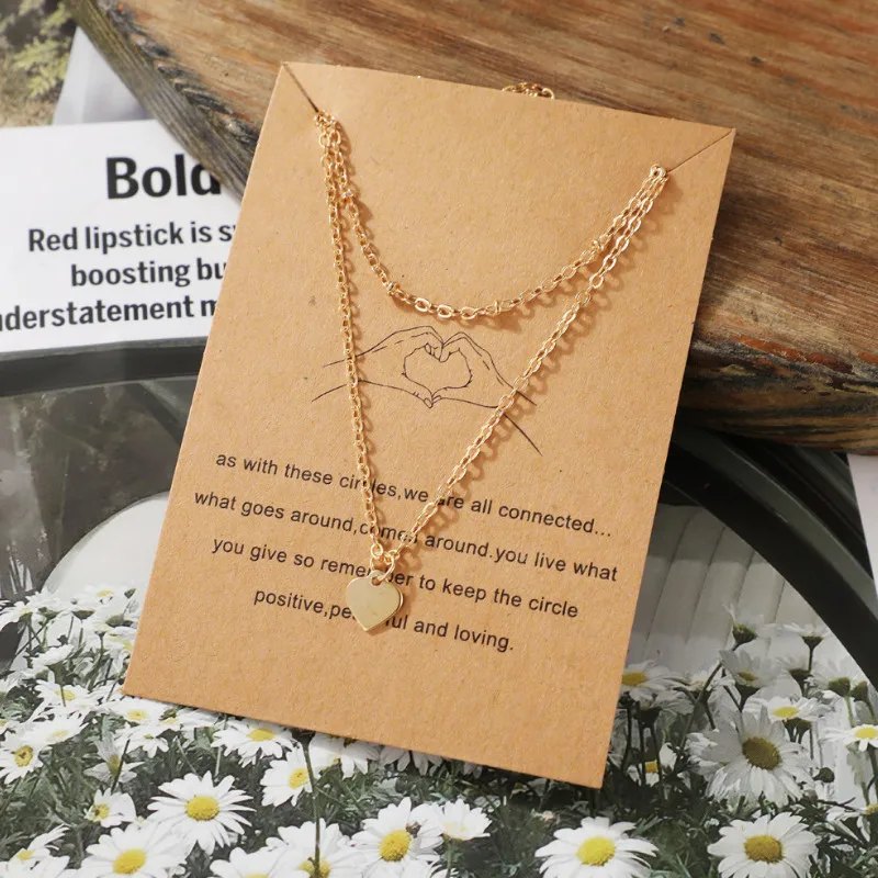 

Retro Exquisite Heart Pendant Double Alloy Neckalce for Women Party Jewelry Accessories