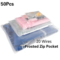 50pcslots plastic storage bags matte clear zipper seal travel bags zip lock valve slide seal packing pouch cosmetic clothing
