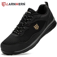 larnmern safety shoes men steel toe indestructible puncture proof construction lightweight breathable outdoor casual sneakeres