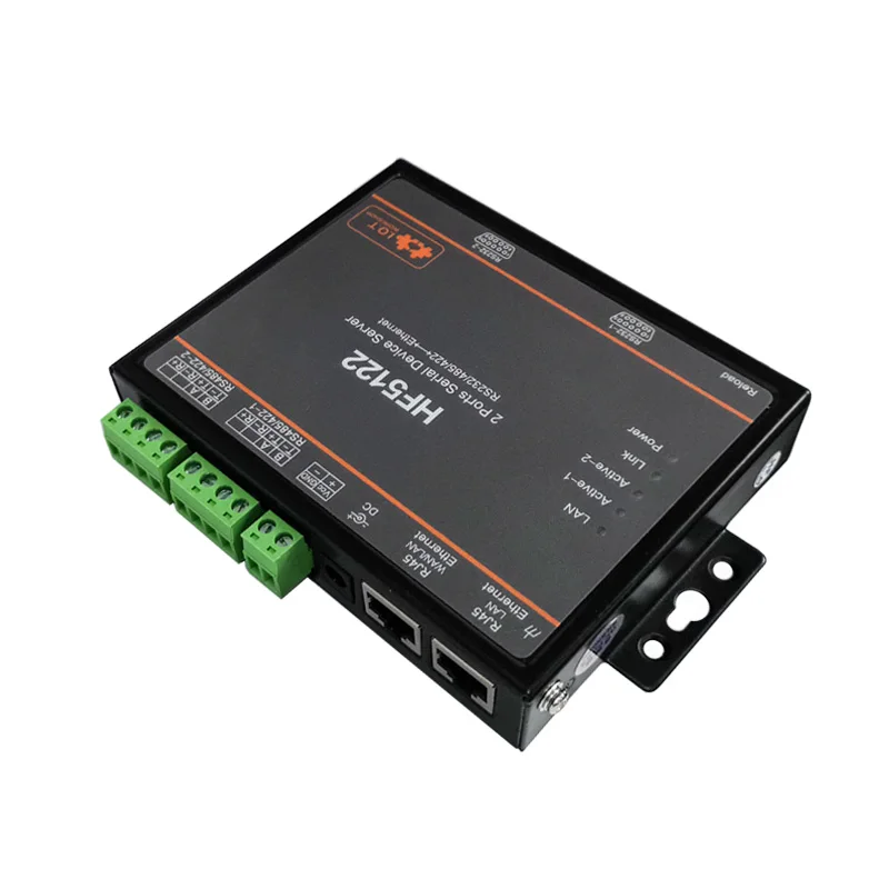 HF5122 двойной последовательный порт RS232 / 485/422 сервер Ethernet широкий вход постоянного
