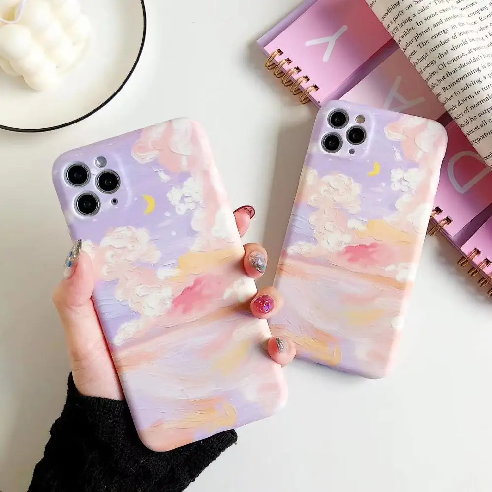 pink oil painting phone case for iphone se 2020 11pro max x xs max xr luxury soft silicone cover for iphone 11 7 8 plus case free global shipping
