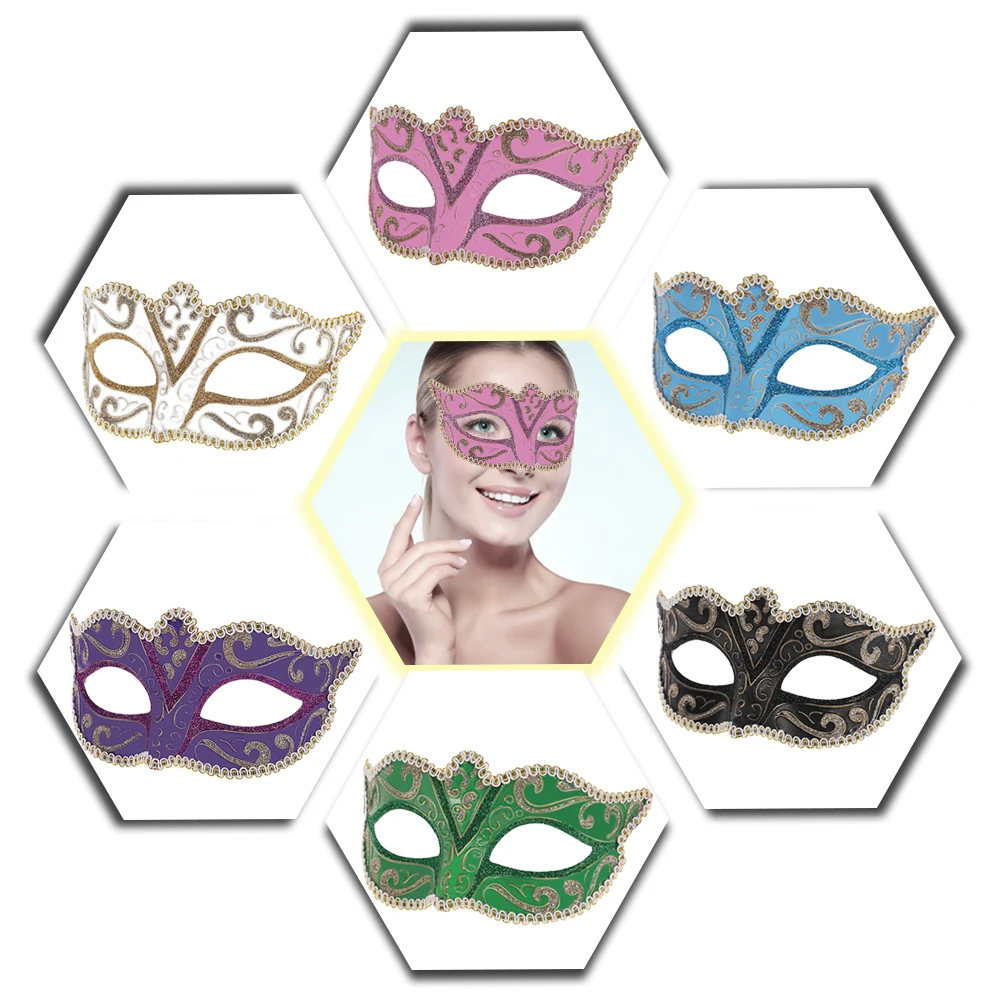 Хит 6 цветов Женский костюм на Хэллоуин маска для выпускного вечера Венецианская