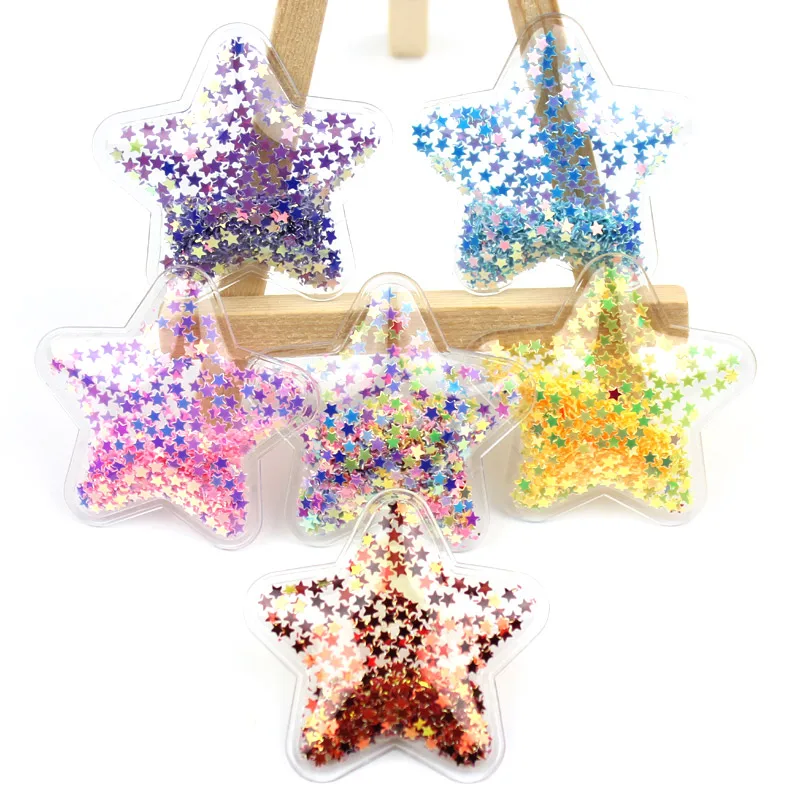 Star-Mixed 10 шт. ПВХ Звезда Корона Микки Прозрачный Bling bling Сердце течет аппликации для детей BB клип и DIY головные уборы аксессуары - Цвет: Star-Mixed