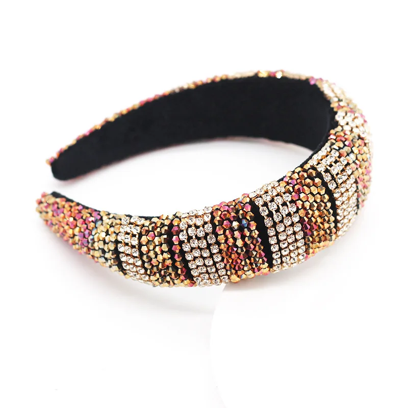 

Baroque Colorful Full Crystal Headband For Women Fashion Luxury Flash Rhinestone Padded Hairbands Girls Hair Hoop Hair Accessory