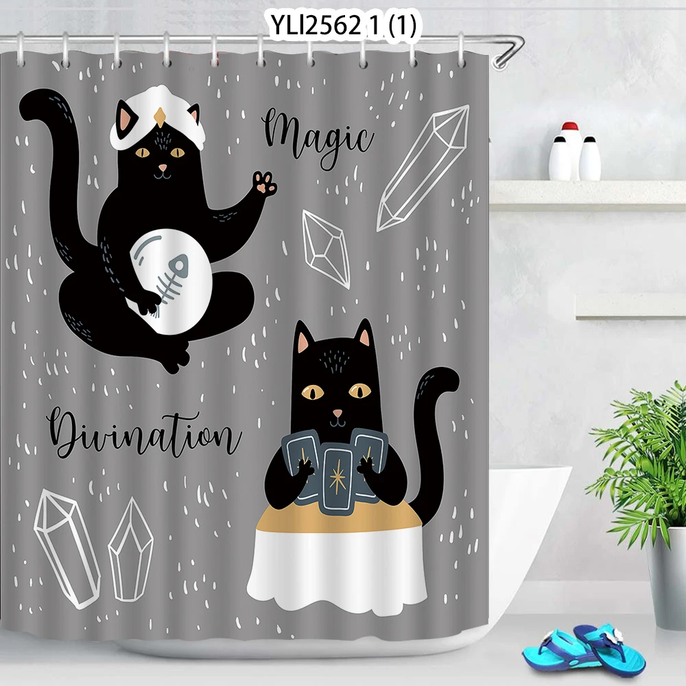 Непрозрачные тканевые занавески для ванной с принтом глаз изображением кошек