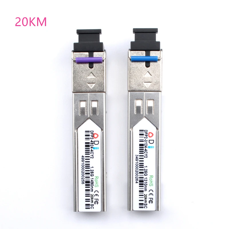 Волоконно-оптический модуль SC SFP 1 25G 20/40/60/80/100KM 1310/1490 нм одноволоконный оптический