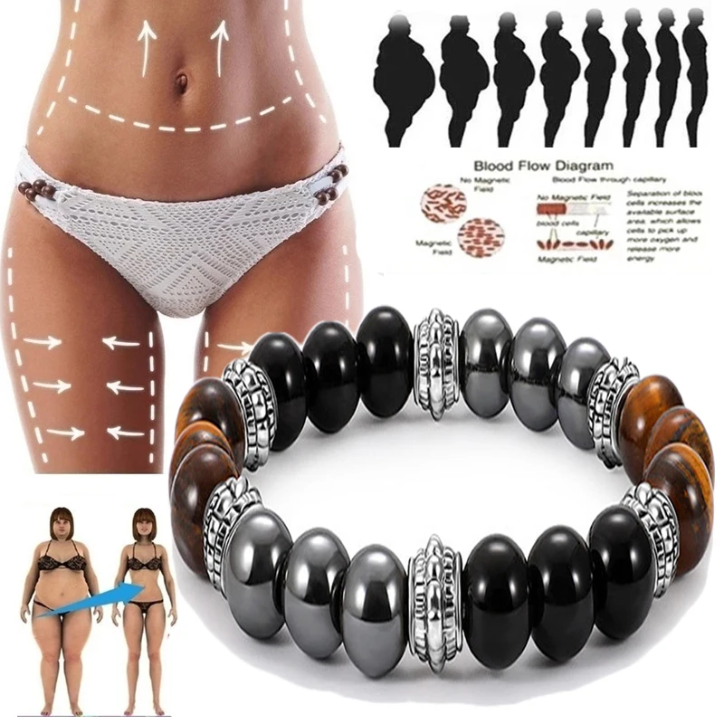 

Браслет унисекс Магнитный из тигрового глаза, с черным агатом