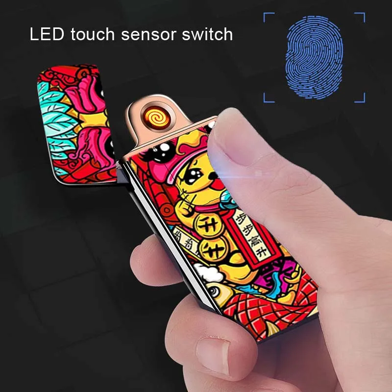 USB зарядка беспламенная зажигалка двухсторонняя светодиодный сенсорный экран