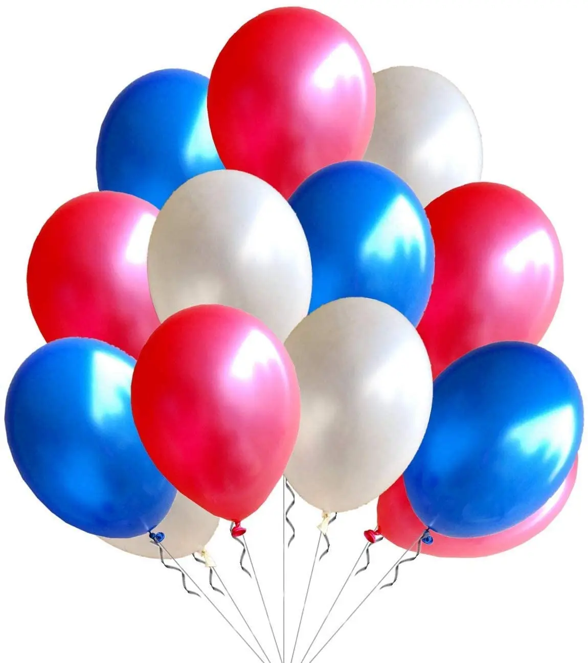 

METABLE 110PCS 12 Inch 3.2 g/pc Thicken Round Pearlescent LatexBalloons for party Decorations, White / Red /Dark Blue Assorted