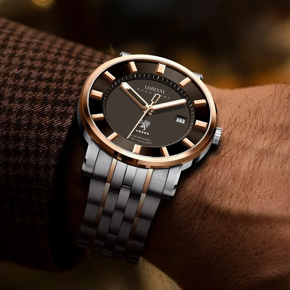 Наручные часы для мужчин мужские автоматические LOBINNI человек Роскошные