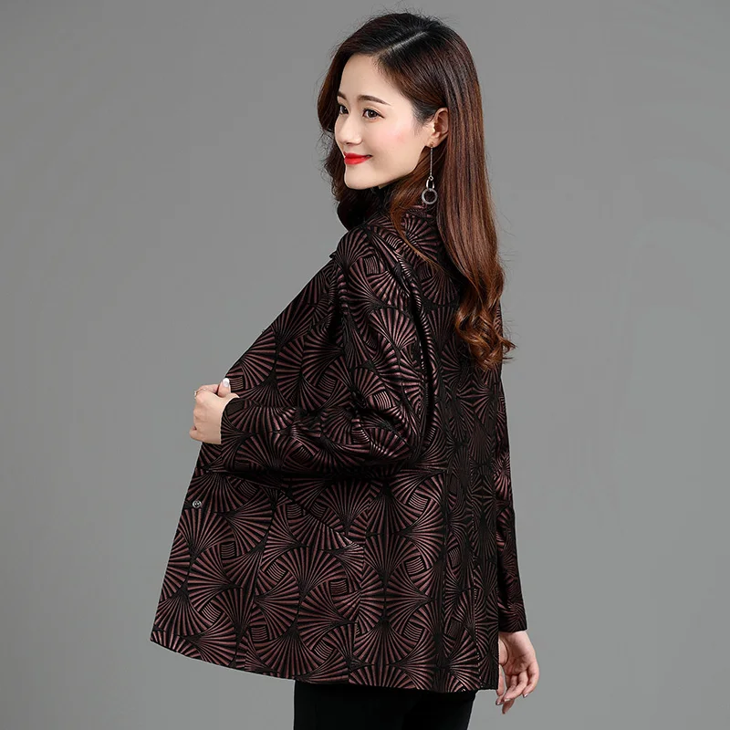 

Early autumn new 40 year old mother leather coat women Haining sheep skin print 2020 small single coat