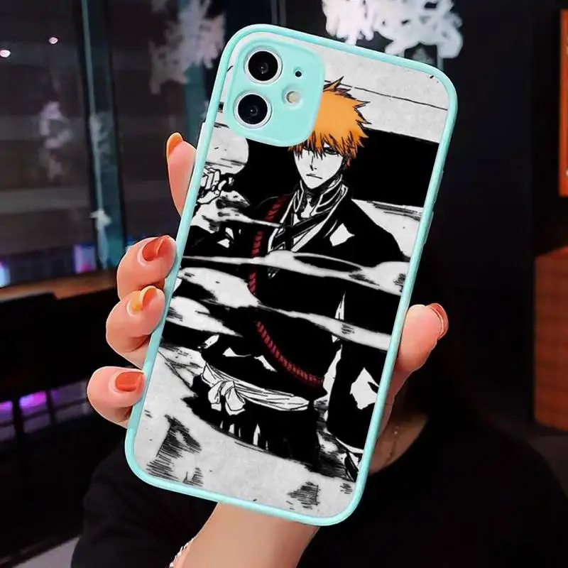 

Anime Kurosaki Ichig Phone Case Matte transparent For blue iPhone 12 Mini 11 Pro XR XS Max 7 8 Plus X Back Cover