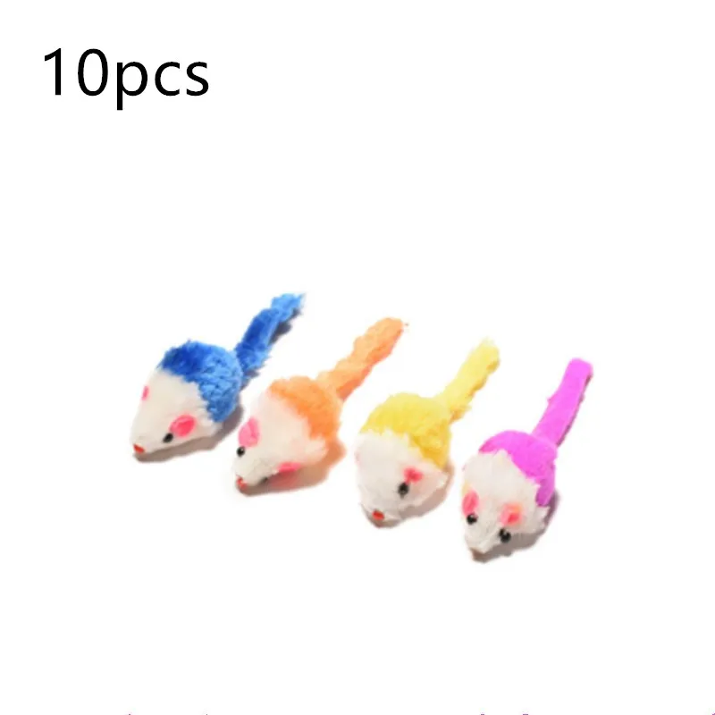 10pcs random 10 шт. кроличий мех Ложные мыши домашние игрушки для кошек мини забавные игрушки для кошек котенок 5 см - Цвет: 10pcs random