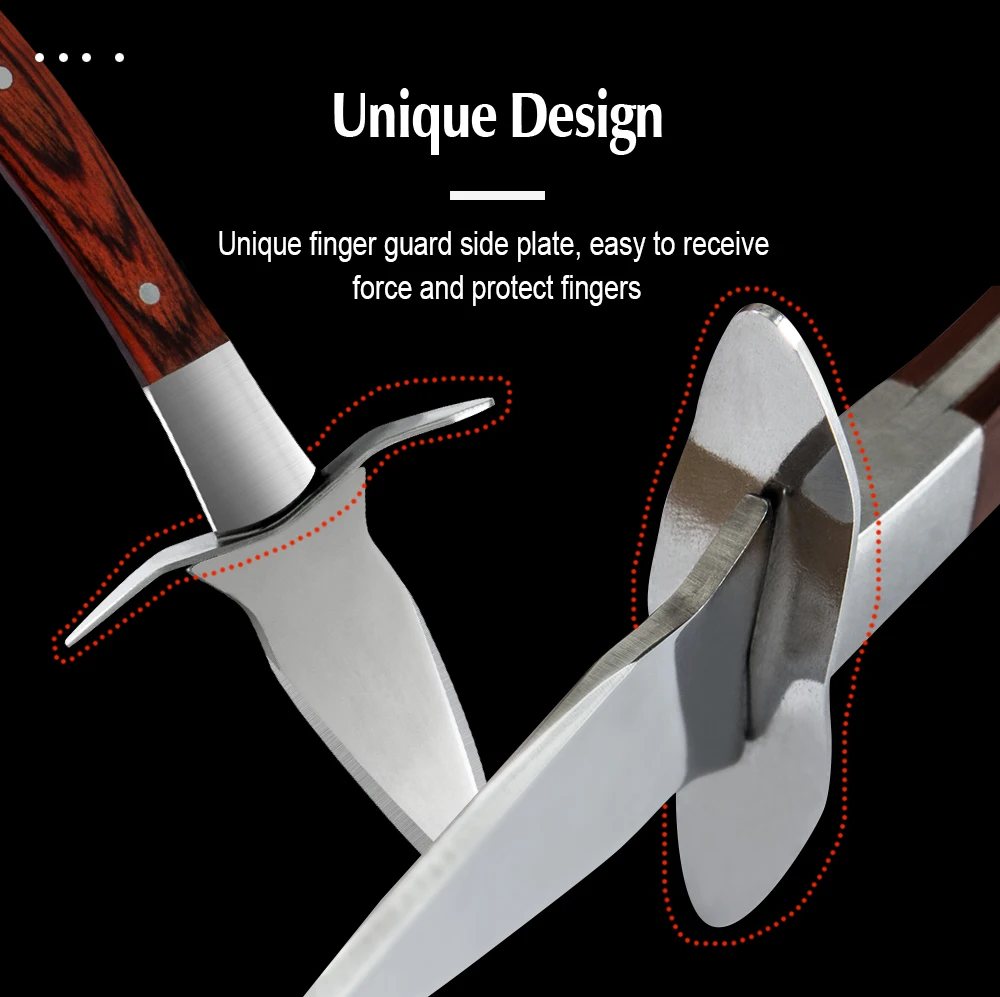 

Sowoll 1 Set Oyster Knife Brown Handle Scallops Opener Seafood Shell Opening Multi Use Steel Pry Knives