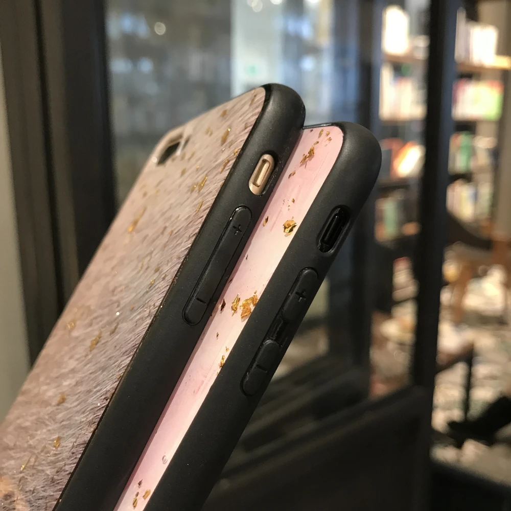 Fashion Gold Foil Glitter Phone Case For iPhone X XS Max XR 11 8 7 6 6s Plus Pink Grey Soft TPU Silicone Cover Coque Funda |