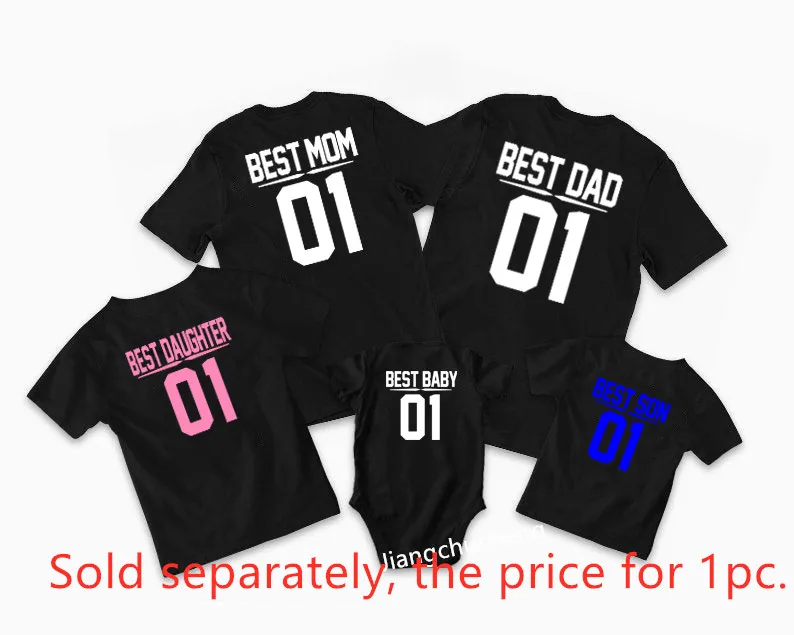 

Family Matching Clothes Best Dad Mom Parents Son Daughter Baby Cotton T Shirts Baby Bodysuits Top Fashion Family Look Tees