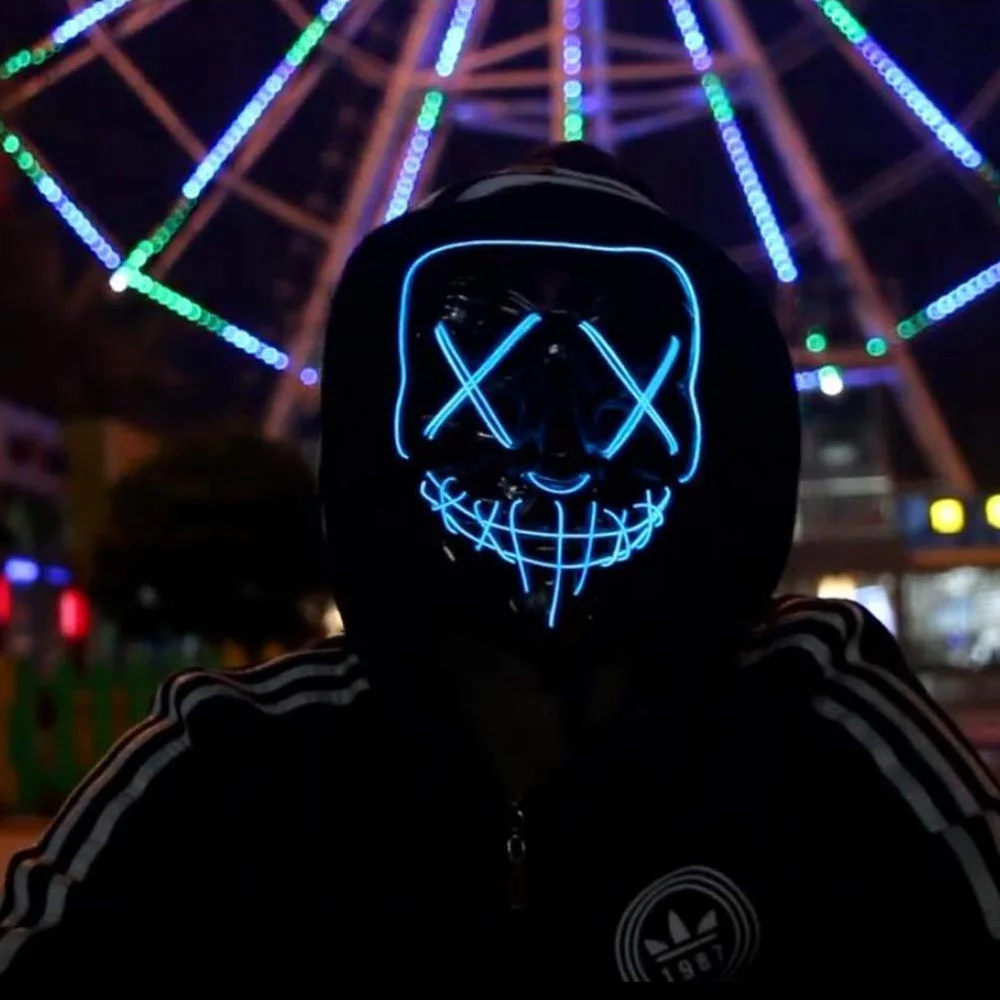Светящаяся маска светодиодный свет Вечерние Маски Смешные фестиваль Косплей