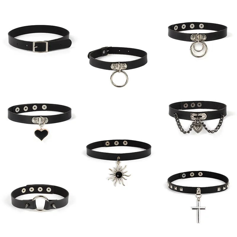 

Neo Gothic Choker Necklace Hip Hop Rock Punk Style Accessories Jewelry Leather Metal Collar Necklaces Party Dress up