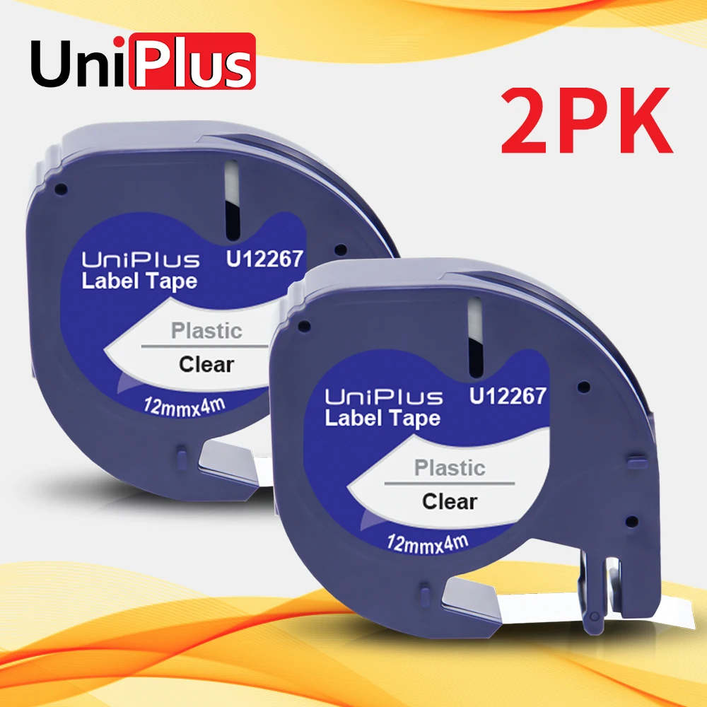 UniPlus 2PK 16952 16951 12267 черная на прозрачной ленте замена ленты Dymo LT пластиковые