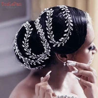 topqueen hp394 long hair vine for bridal bridesmaid thin headband handmade rhinestone hair accessories for women wedding party