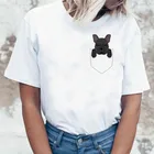 Летняя женская Оригинальная футболка с изображением французского бульдога, женская футболка с короткими рукавами и милым рисунком в стиле Харадзюку, Женский Топ
