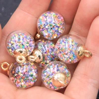 10pcs 16mm transparent colored glass ball beads pendant box bracelet necklace jewelry making diy earrings found