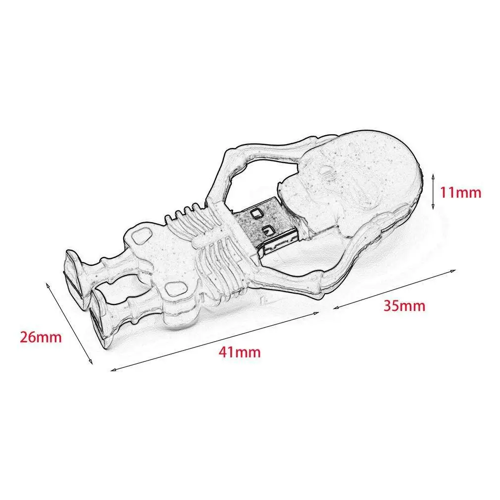 USB флеш-накопитель с мультяшным черепом USB2.0 2 Гб карта памяти Флешка диск ГБ