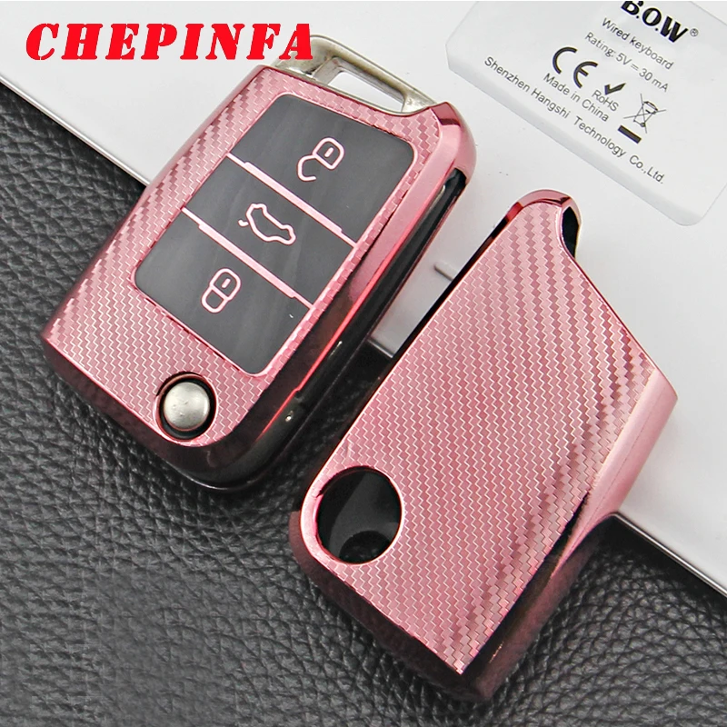 Чехол для автомобильного ключа из ТПУ защитный чехол углеродного волокна Volkswagen