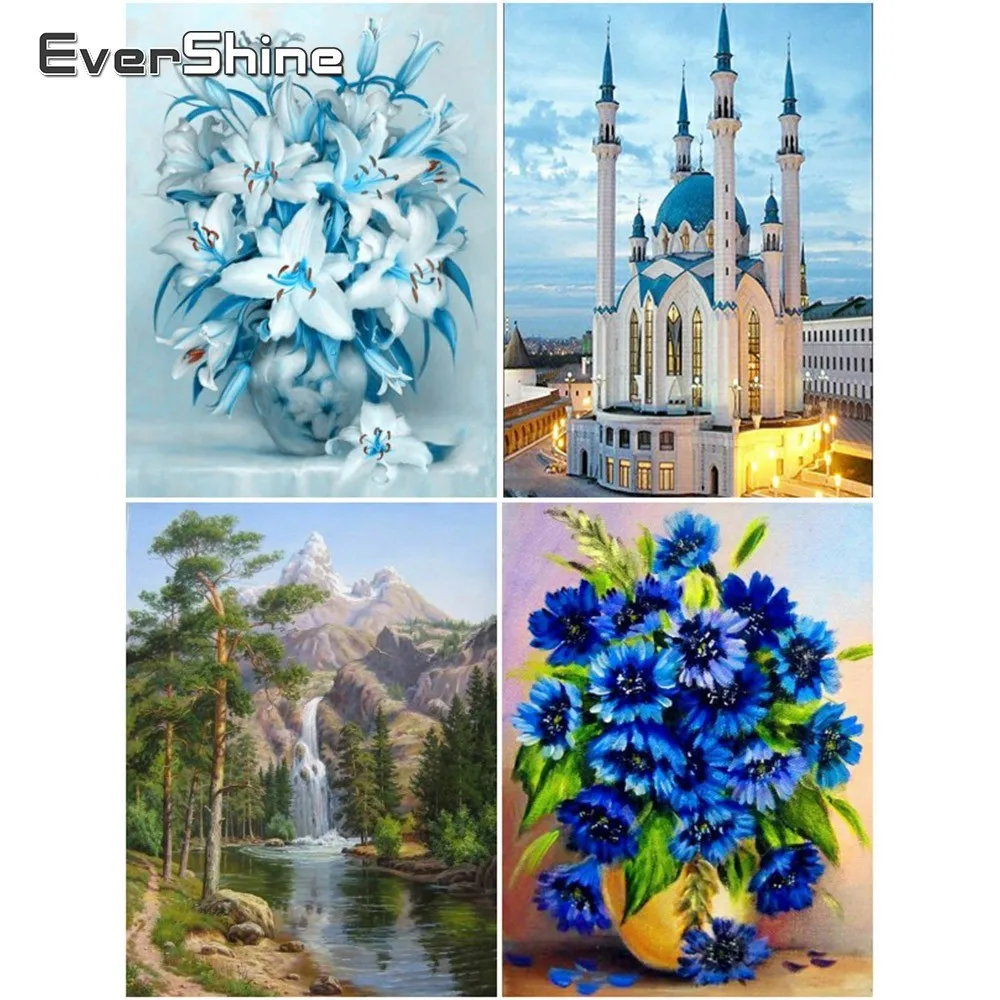 Вечнозеленый алмазный мозаичный пейзаж Картина со стразами Алмазная вышивка