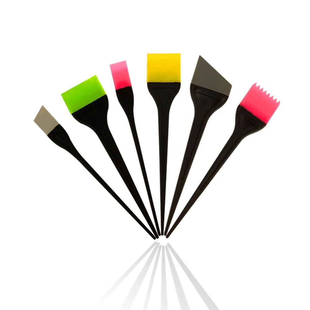 

6pcs/set Coloring With Handle Silicone Hair Styling Pigment Cream Hairdressing Tools Tinting Comb Dyeing Brush Random Color
