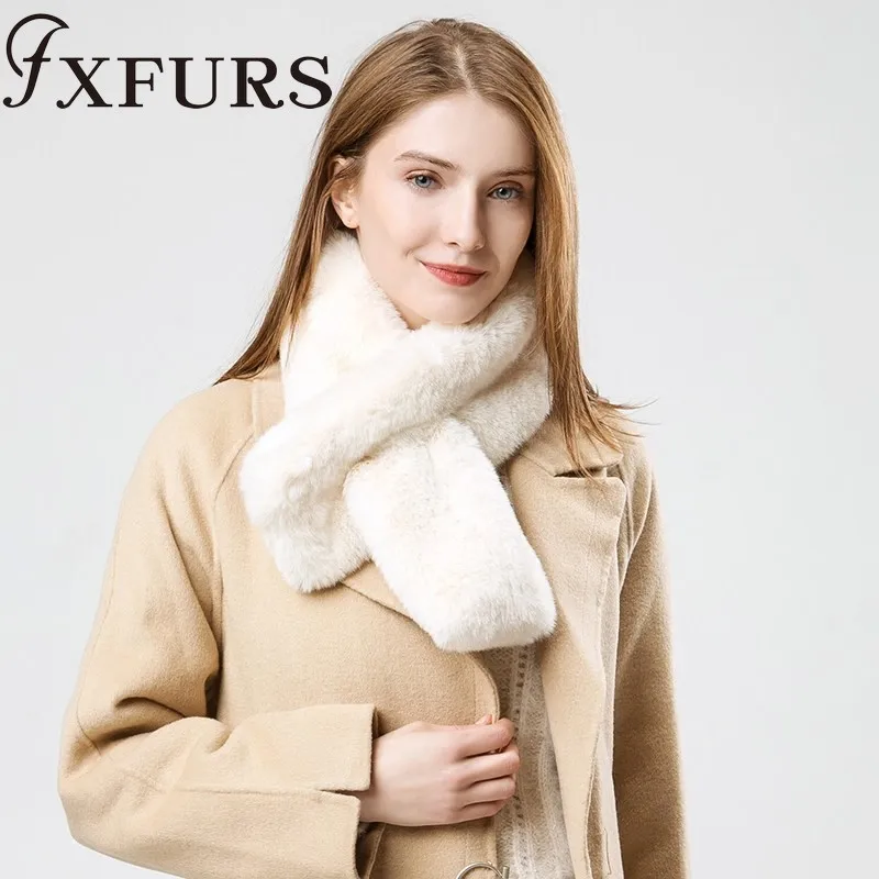 FXFURS 2020 высококачественный шарф из искусственного меха женская мода Стильные