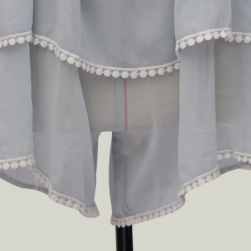 Женское кружевное платье с оборками синее белое повседневное короткое без