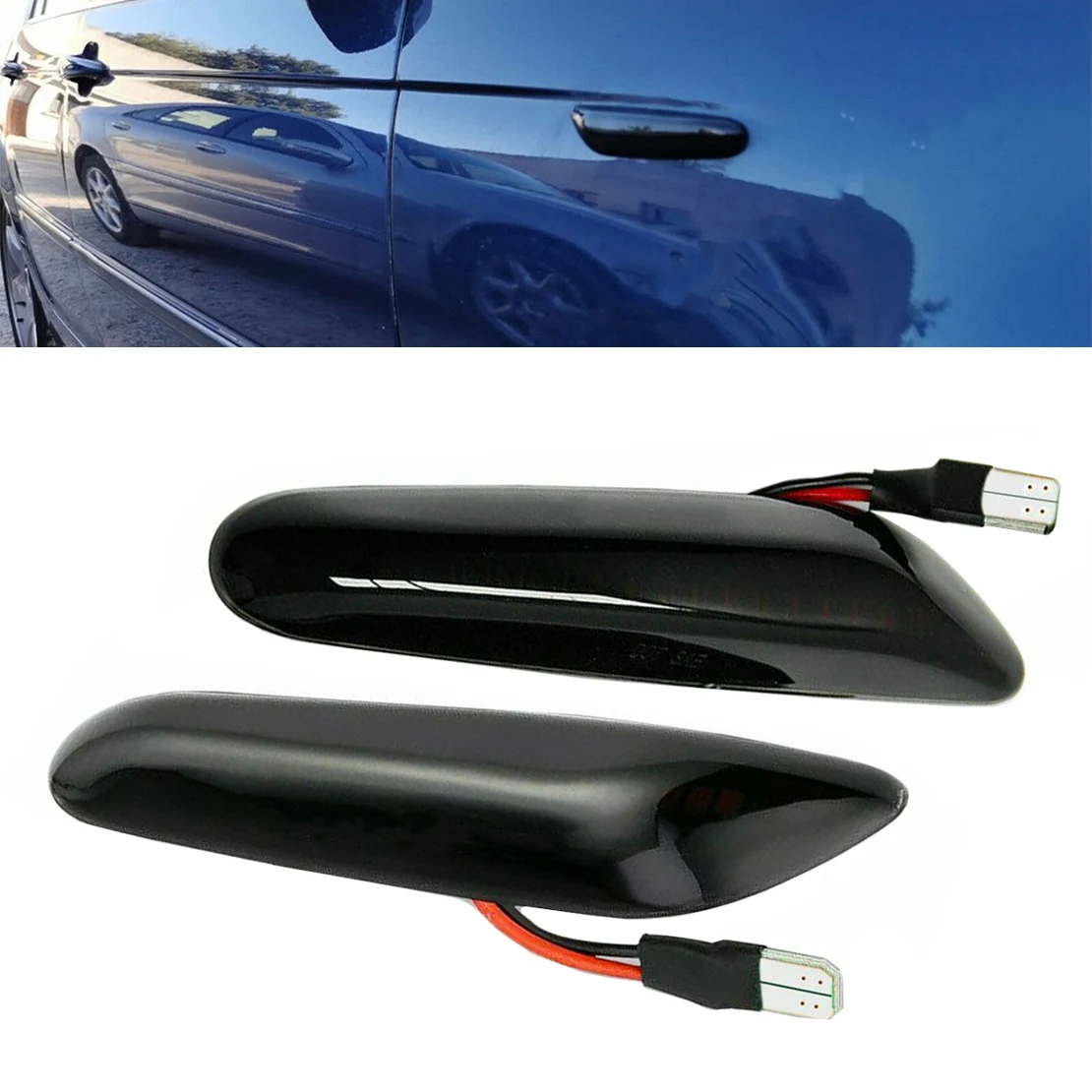 

1 пара светодиодных последовательных боковых габаритных огней с черными линзами для BMW E46 E60 E61 E81 E87 E82 E88 63133403613 63137165741